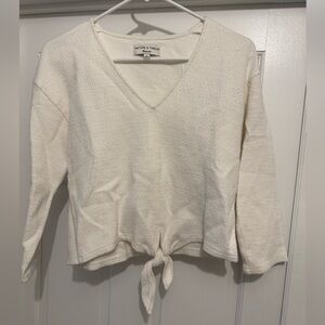 Madewell Texture & Thread Cream V-Neck Top